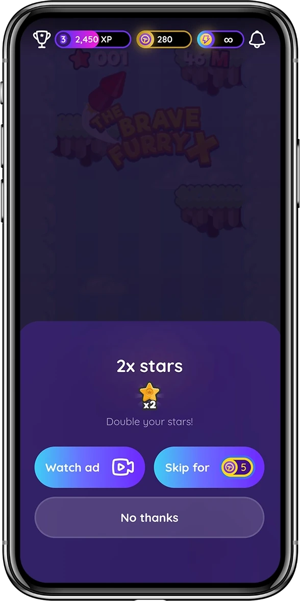 Rewarded ad placement inside TuuTap